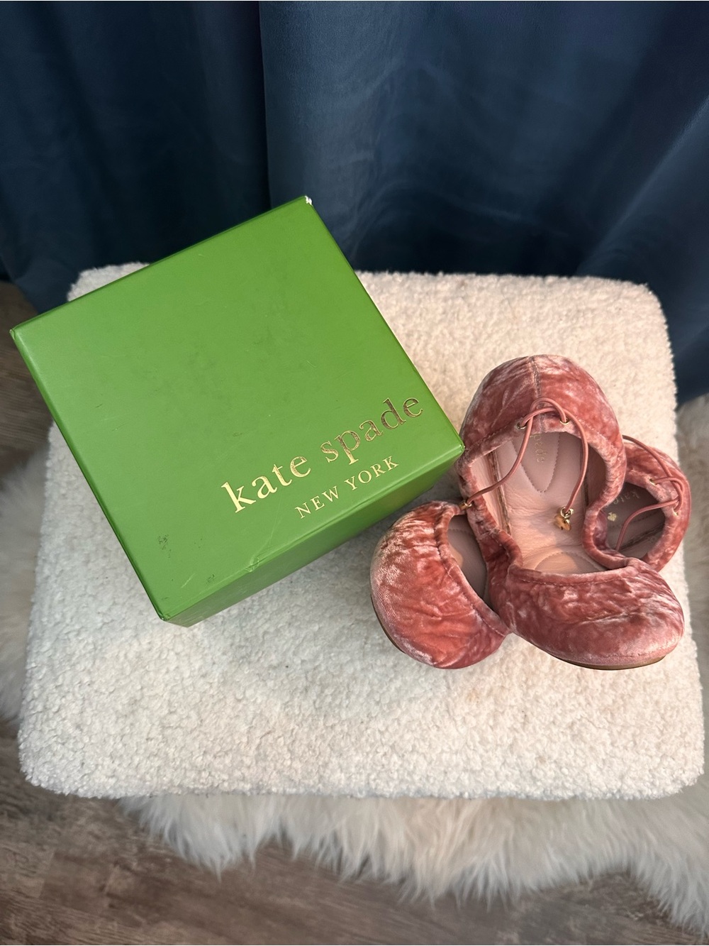 kate spade velvet ballet flats - rose pink